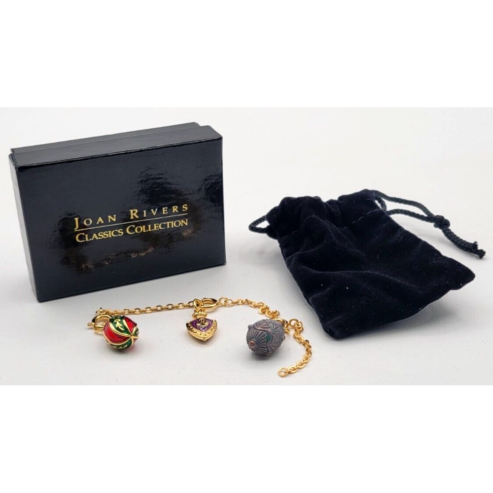 JOAN RIVERS CLASSIC COLLECTION ENAMEL EGG CHARMS EXTENDER‎ Shield 2 Eggs